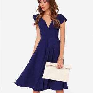 Lulus so good royal blue midi dress